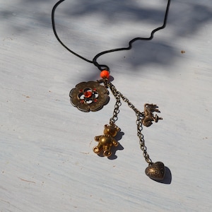 Deadstock Herz/Pferd/Bär/Blume mit Kristallen Charm Anhänger Halskette.