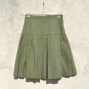 Vintage khaki green pleated midi skirt.size I-44 (m/L)