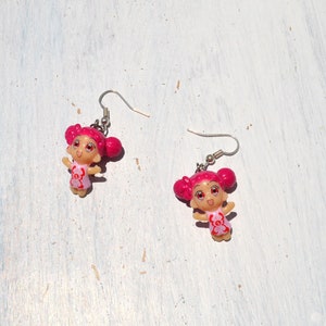 Deadstock cartoon girls toys plastic earrings.