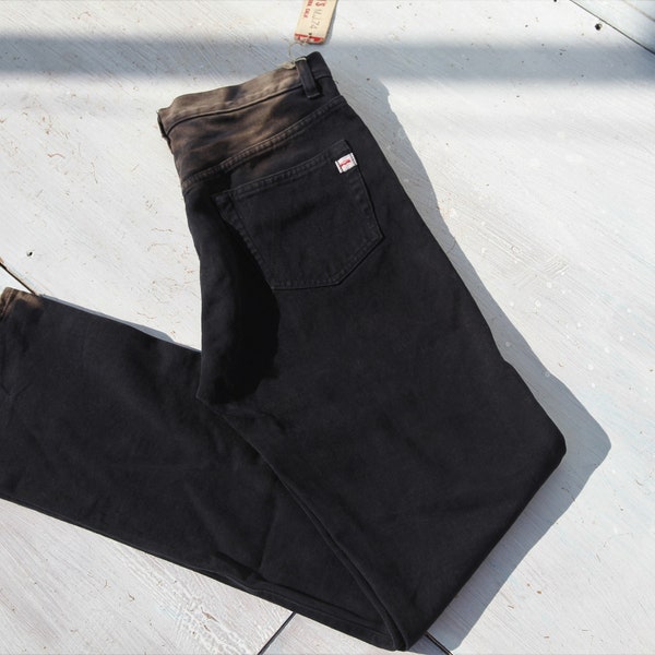 Mason's 90s/y2k deadstock dark gray dip dye details cotton men's/unisex high waist jeans.size 30