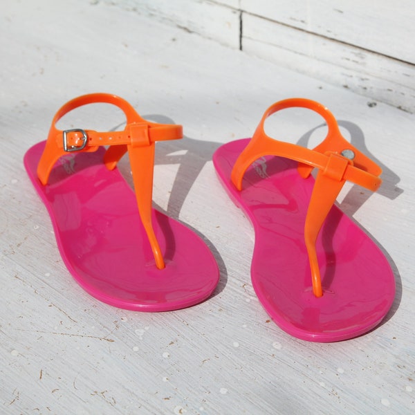 Orange/pink y2k stock jelly sandals.size eur 37