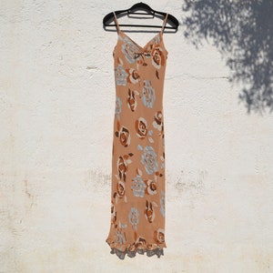 Deadstock black multi color floral chiffon georgette mid calf dress.size 52