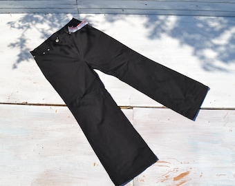 Deadstock black  stretch cotton high waist cropped pants.size xs,s