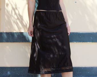Vintage black midi skirt, underskirt,underwear with lace details.size 60 (xxxxxl)