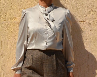 silver satin blouse uk