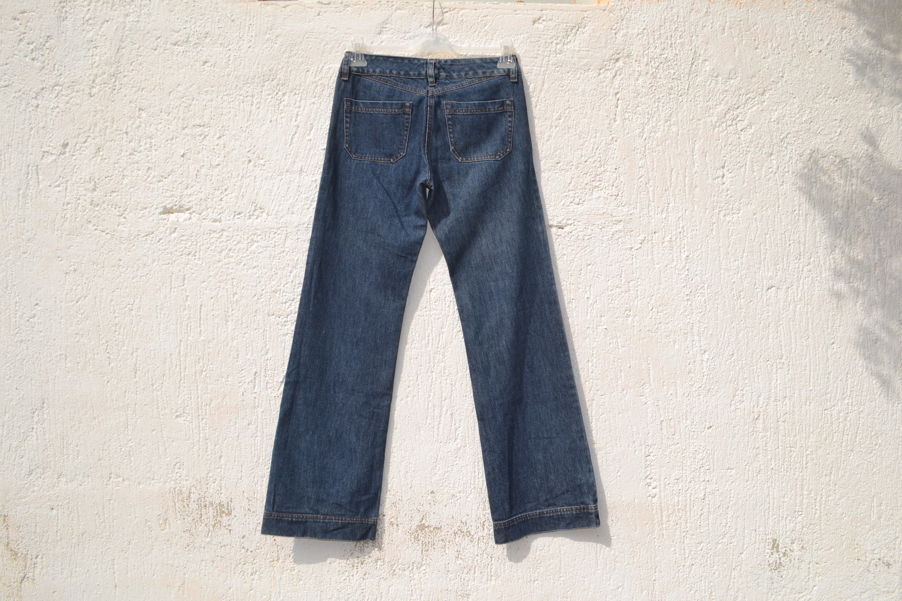 [送料込] mid-blue VTG cut wide denim Vintage Blue Mid Rise Wide Leg Boho Jeans.size S - Etsy