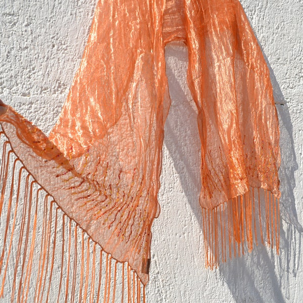 Burnt Orange Speckled Metallic Crushed Organza Fabric main image 1