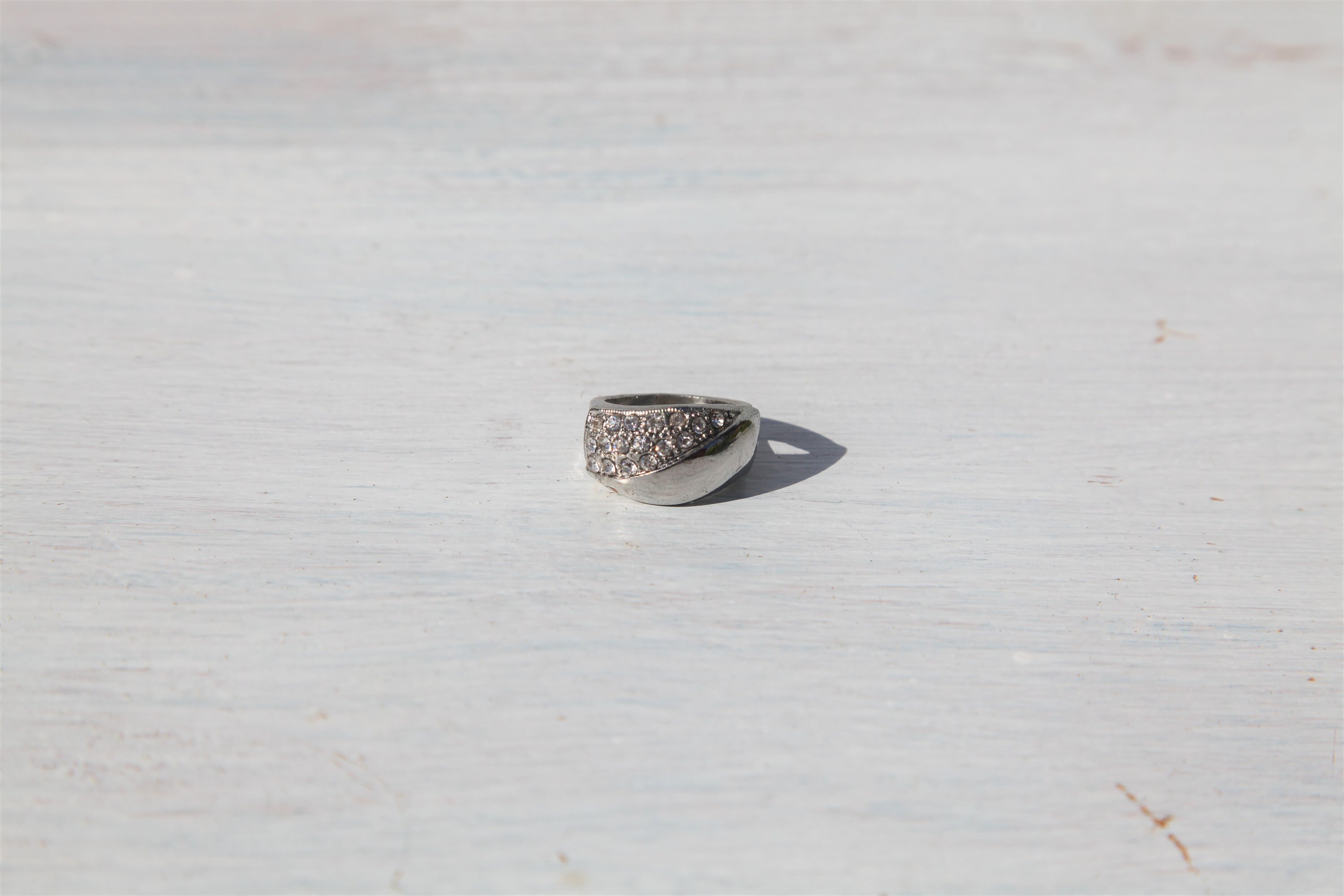 Deadstock Silver Tone Ring With Clear Glass Crystals. - Etsy