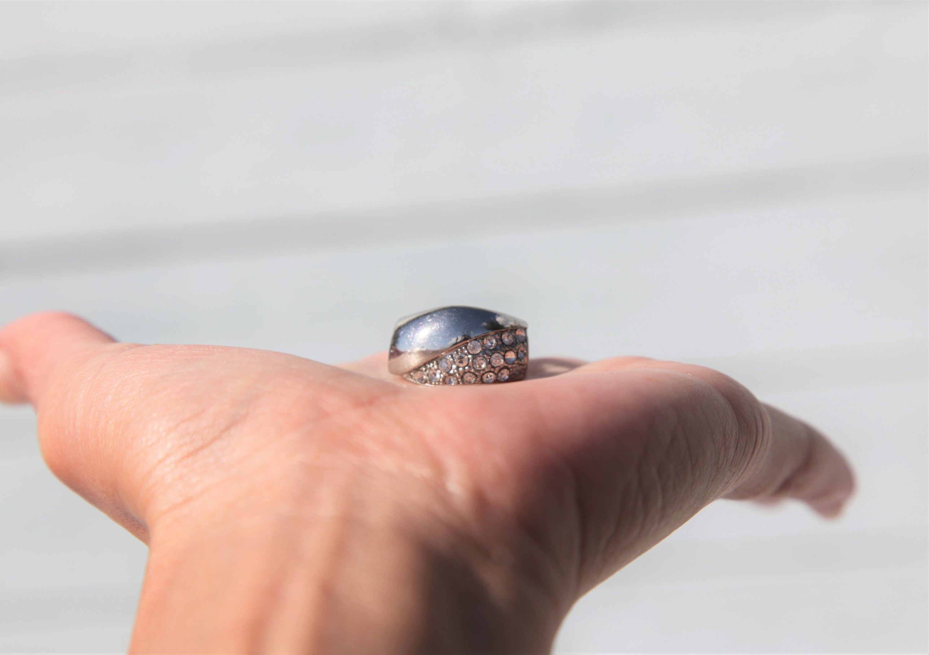 Deadstock Silver Tone Ring With Clear Glass Crystals. - Etsy