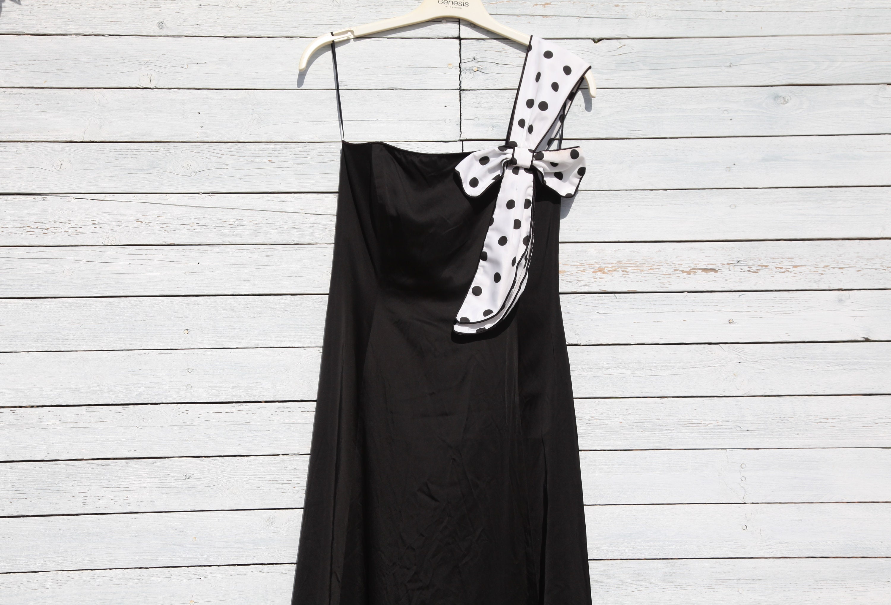 Black white Polka Dot Maxi One Shoulder Dress.size S Etsy UK