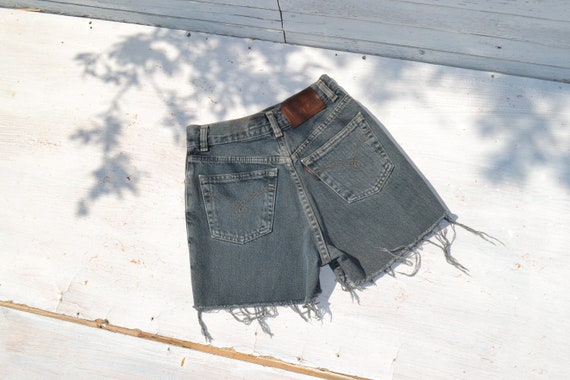 Deadstock petrol blue high waist cut off denim sh… - image 3