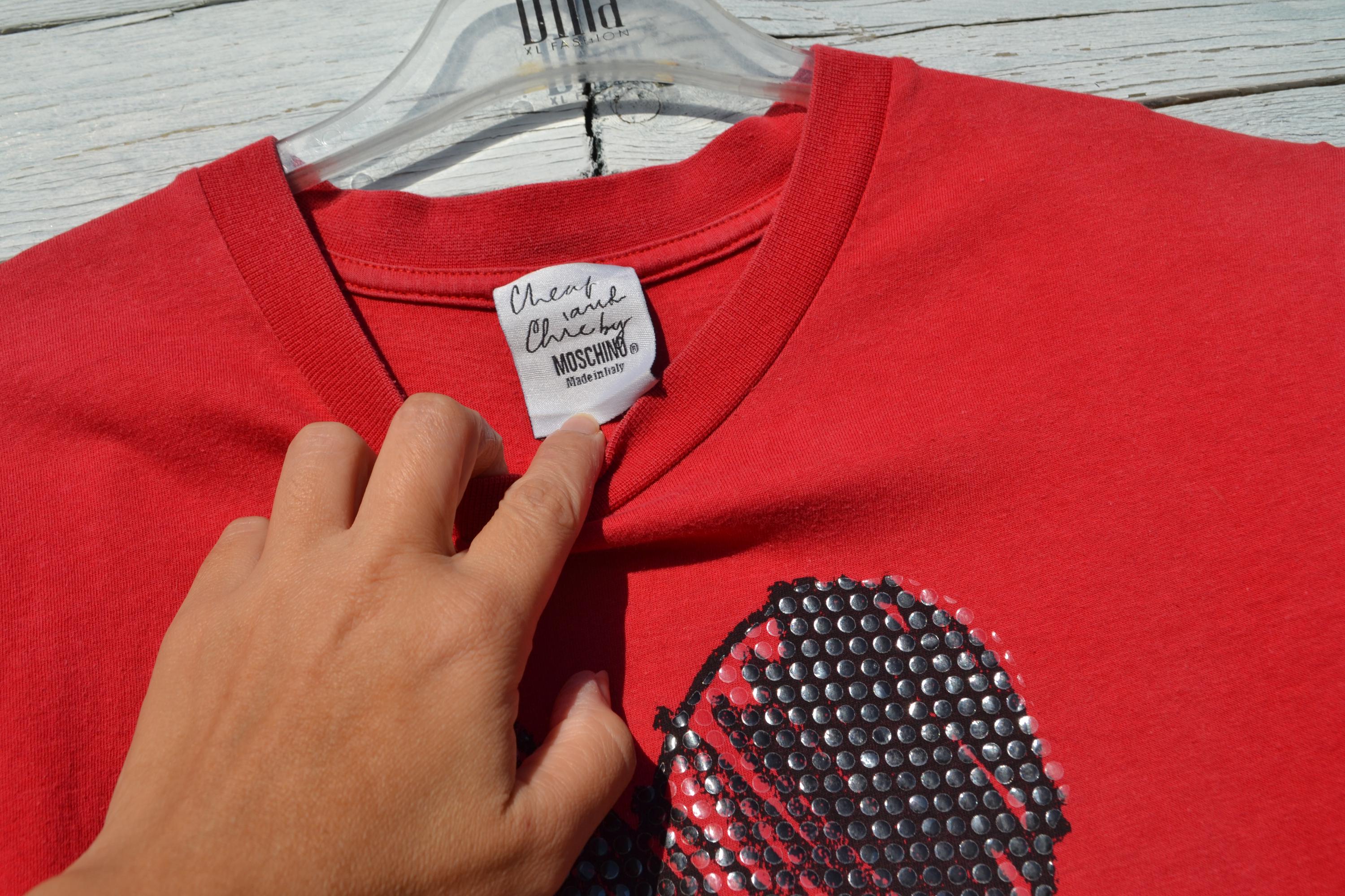 old モスキーノ　90s ビンテージ　ハート柄　tシャツ Vintage 90s MOSCHINO Red&frasl;black Heart Long  S - Etsy