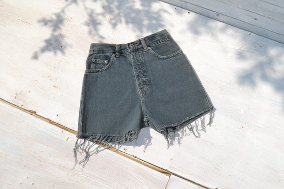 Deadstock petrol blue high waist cut off denim sh… - image 1