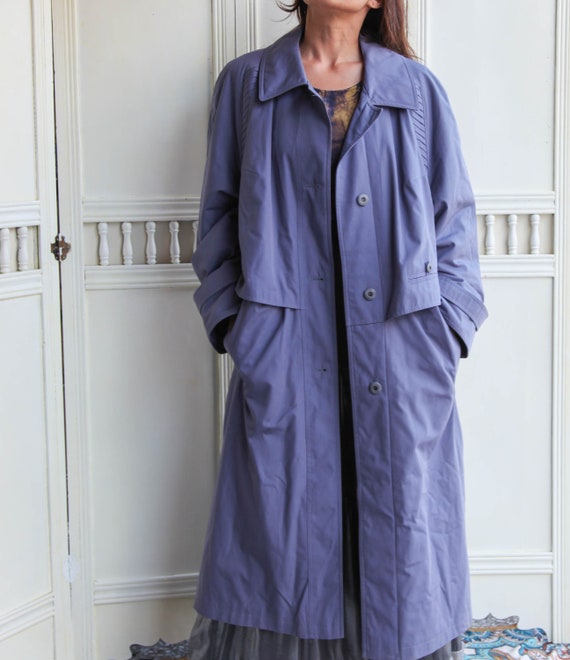 Vintage light purple over sized mid calf trench co