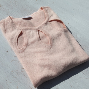 Vintage pastel salmon pink lurex short sleeved sweater,knit blouse.one size