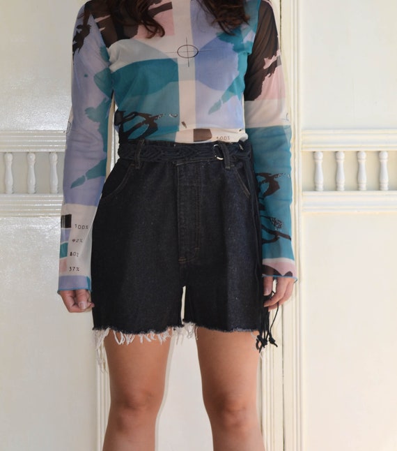 black high waisted baggy shorts