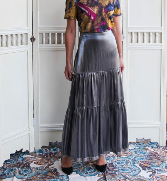 shiny maxi skirt