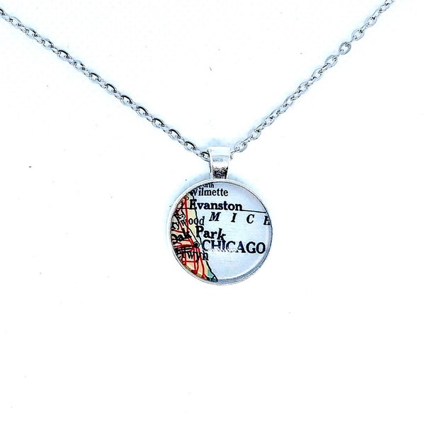 Chicago Illinois City Map Necklace