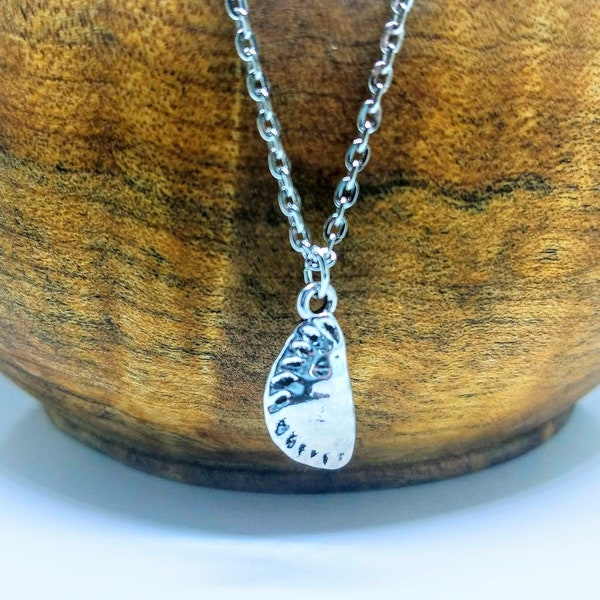 Pierogi Silvertone Necklace  Dumping Jewelry Meat Pie  Great Gift for Pittsburgh Friend