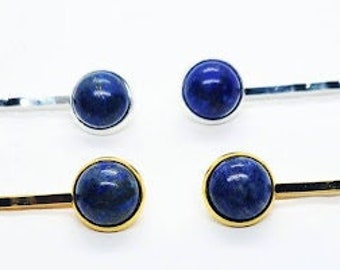 Lapis lazuli Hair Pin:  Your Choice of Gold or Silver  Set of 2