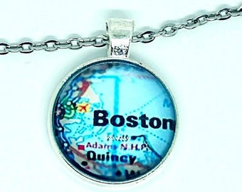 Boston MA  City Map Necklace