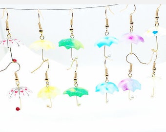 Colorful Resin Umbrella Dangle Earrings:  Your Choice of Pattern