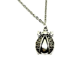 Silver Tone  Lucky Ladybug Insect Bug Jewelry Necklace