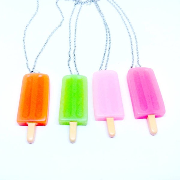 Pastel Popsicle Necklace  Orange Green Light Pink or Dark Pink  YOU PICK