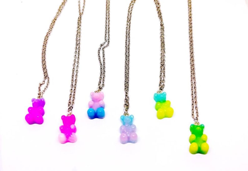 Dip Dyed Gummy Bear Necklace Resin Gummi Candy Jewelry Etsy