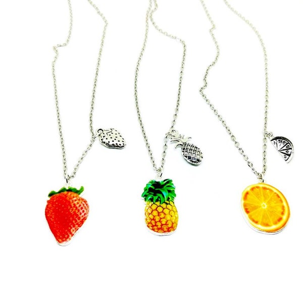 Necklace Fruit Salad Pineapple Strawberry Orange Citrus Jewelry