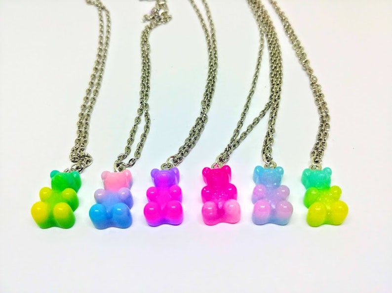 Dip Dyed Gummy Bear Necklace Resin Gummi Candy Jewelry Etsy