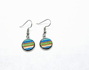 Recycled Skateboard 12mm Dangle Earrings