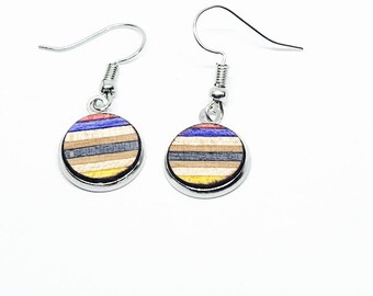 Recycled Skateboard 12mm Dangle Earrings