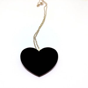Black Heart Necklace Laser Cut Acrylic