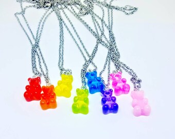 Gummy Bear Necklace Gummi Jewelry Dessert Candy Necklace Your Choice of Color