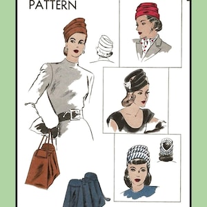 Draped Bias HAT with CUFF and Sectioned BAG Vogue 5968 Vintage 1940's Sewing Pattern