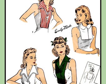 Vintage 1940's DICKEY Pattern Easy 3 Styles Du Barry 5432 One Size UNPRINTED