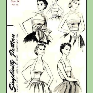 STRAPLESS Bodice Midriff TOP or HALTER Simplicity 4320 Vintage 1953 Sewing Pattern