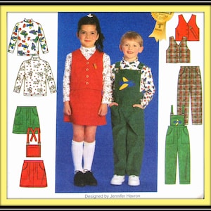 Child&#39;s VEST, Top, SKIRT, and PANTS with Detachable Bib Simplicity 5047 Vintage 1997 Sewing Pattern