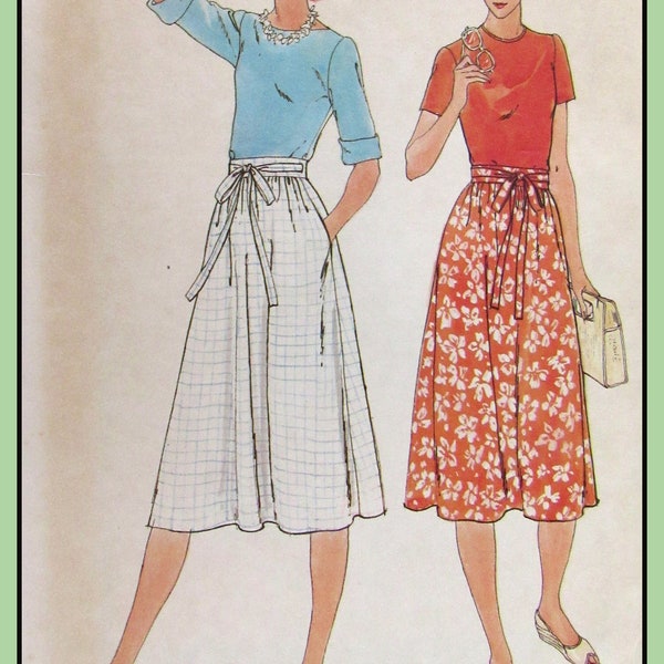 Misses Back wrapped DIRNDL Skirt Below Mid-Knee W 23-28 Butterick 5896 Vintage 1970 Sewing Pattern