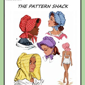 Padrão Centennial SUNBONNET para Senhoras/Meninas, 3 Estilos, Pilgrim McCall's, 1980, Tamanho Único