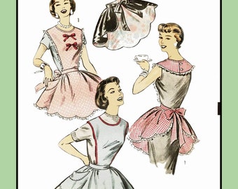 APRON Bib or Half Waist Apron Small or Medium Advance 8162 Vintage 1950's Sewing Pattern