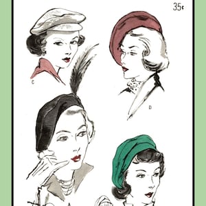 Misses BERET Pattern 4941 Basque or Visor Style Vintage 1949 Sewing Craft