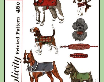 Dog COAT Pattern w COLLAR Size Medium 16"-20" 4 Styles Simplicity 4219 Vtg 1962