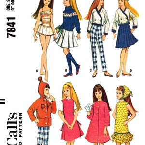 9" Doll Clothes McCall's 7841 Vintage 60's Sewing & KNITTING Craft Pattern