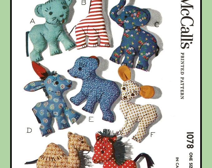 Textile Toy Pattern Vintage Sewing Pattern Retro Soft Fabric Toy Animals PDF Instant ...