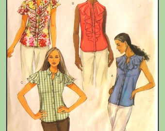 Misses BLOUSES Pattern 5 Styles Loose-fitting Sleeveless or Flutter Sleeve Butterick B5464 Sizes 6-20