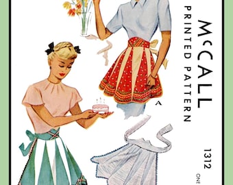 Vintage 1946 Half APRON Sewing Pattern Sectioned One Size McCall 1312