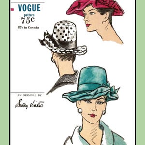 High Crown HAT with FLUTED BRIM Sally Victor Vogue 5991 Vintage 1963 Craft Sewing Pattern