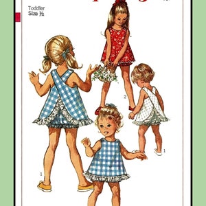 Girls Sleeveless TOP and BLOOMERS Toddler Child Simplicity 8165 Vintage 1969 Sewing Pattern Sizes 1/2, 1, 2, 3, 4, 5, 6